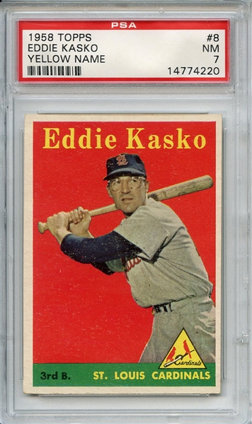 1958 Topps 8 Eddie Kasko Yellow Letters PSA NM 7