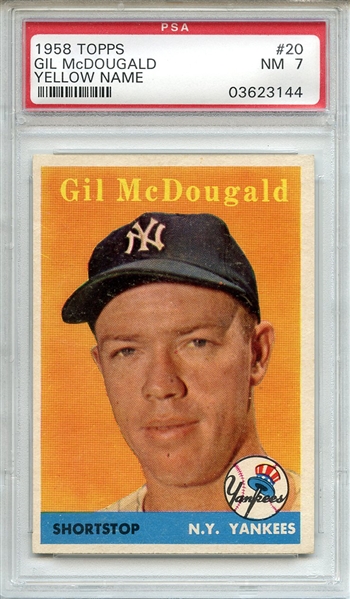 1958 Topps 20 Gil McDougald Yellow Letters PSA NM 7