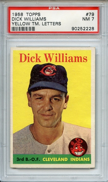 1958 Topps 79 Dick Williams Yellow Letters PSA NM 7
