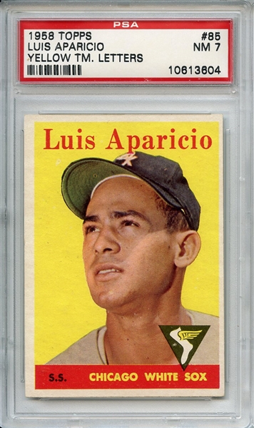 1958 Topps 85 Luis Aparicio Yellow Letters PSA NM 7