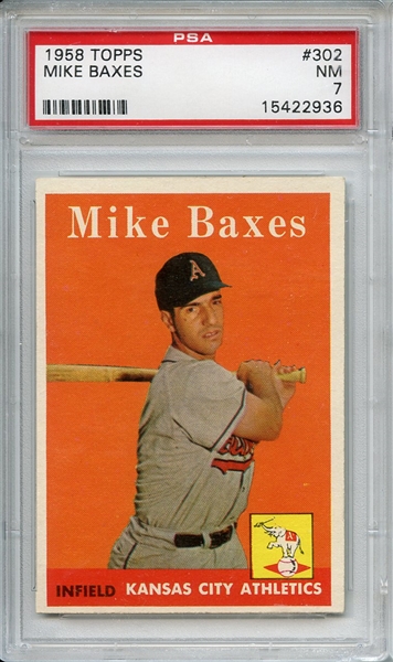 1958 Topps 302 Mike Baxes PSA NM 7