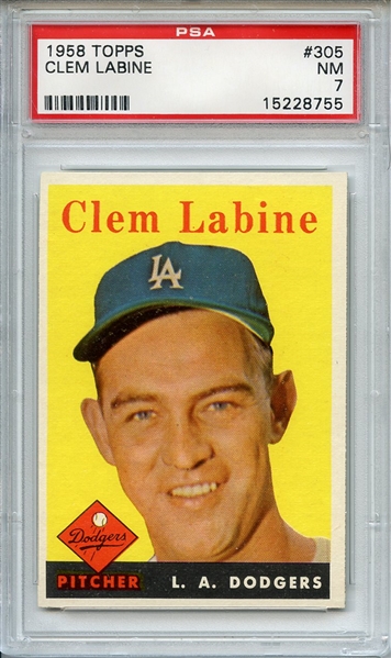 1958 Topps 305 Clem Labine PSA NM 7
