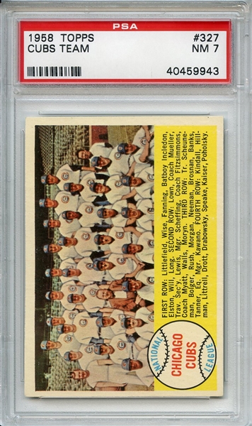 1958 Topps 327 Chicago Cubs Team PSA NM 7