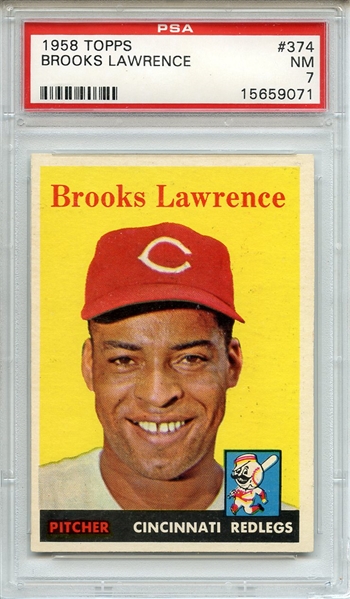 1958 Topps 374 Brooks Lawrence PSA NM 7