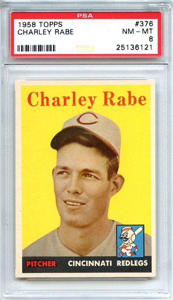 1958 Topps 376 Charley Rabe PSA NM-MT 8