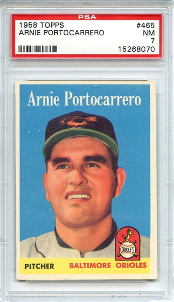1958 Topps 465 Arnie Portocarrero PSA NM 7