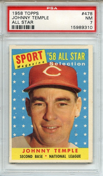 1958 Topps 478 Johnny Temple All Star PSA NM 7