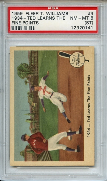 1959 Fleer Ted Williams 4 Leans the Fine Points PSA NM-MT 8 (ST)