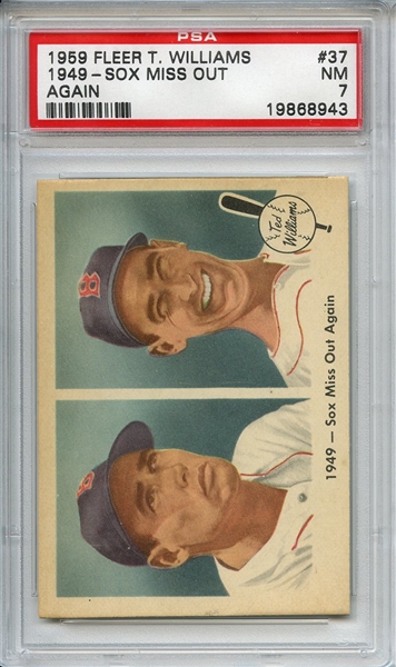 1959 Fleer Ted Williams 37 Sox Miss Out Again PSA NM 7