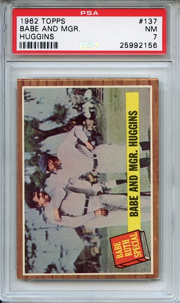 1962 Topps 137 Babe Ruth and Mgr Huggins PSA NM 7