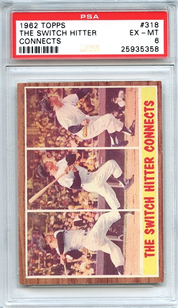 1962 Topps 318 Mickey Mantle In Action PSA EX-MT 6