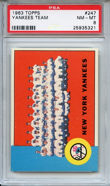 1963 Topps 247 New York Yankees Team PSA NM-MT 8