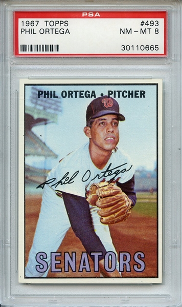 1967 Topps 493 Phil Ortega PSA NM-MT 8