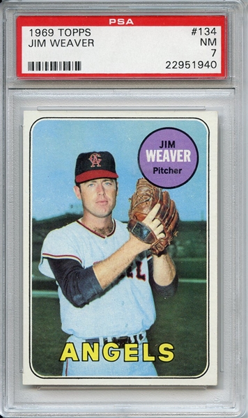 1969 Topps 134 Jim Weaver PSA NM 7