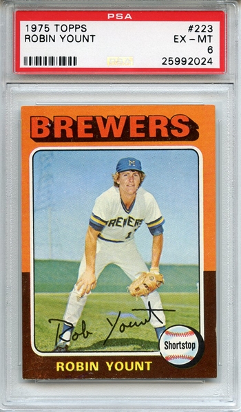 1975 Topps 223 Robin Yount RC PSA EX-MT 6