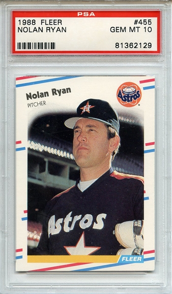1988 Fleer 455 Nolan Ryan PSA GEM MT 10