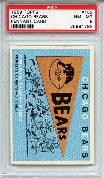 1959 Topps 153 Chicago Bears Team PSA NM-MT 8