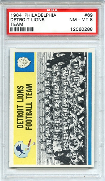 1964 Philadelphia 69 Detroit Lions Team PSA NM-MT 8