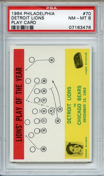 1964 Philadelphia 70 Detroit Lions Play Card PSA NM-MT 8