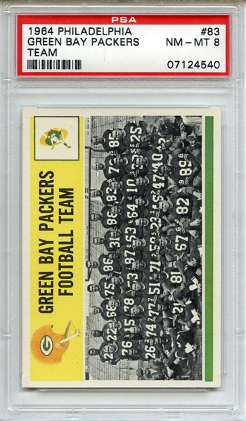 1964 Philadelphia 83 Green Bay Packers Team PSA NM-MT 8