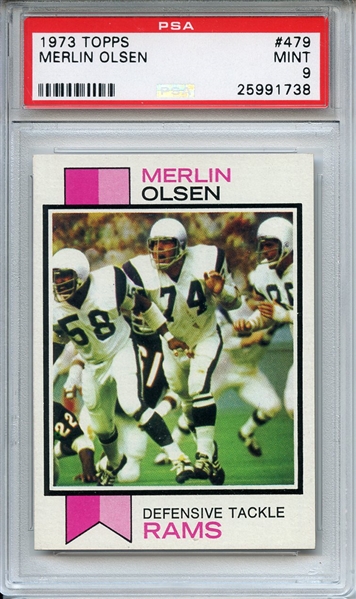 1973 Topps 479 Merlin Olsen PSA MINT 9