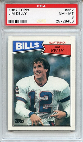 1987 Topps 362 Jim Kelly PSA NM-MT 8