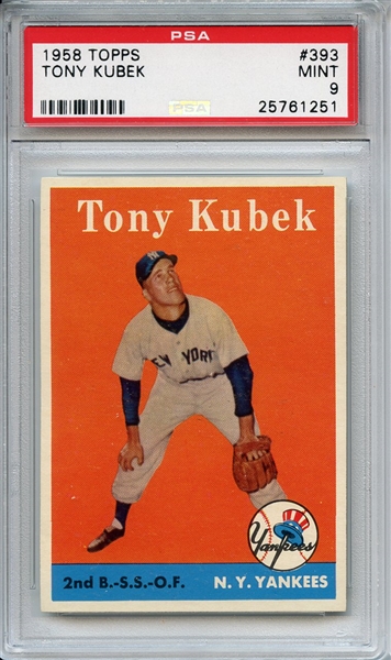 1958 Topps 393 Tony Kubek PSA MINT 9