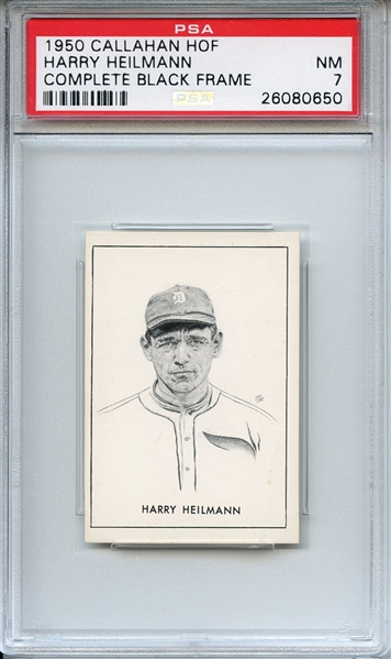 1950 Callahan HOF Harry Heilmann Complete Black Frame PSA NM 7