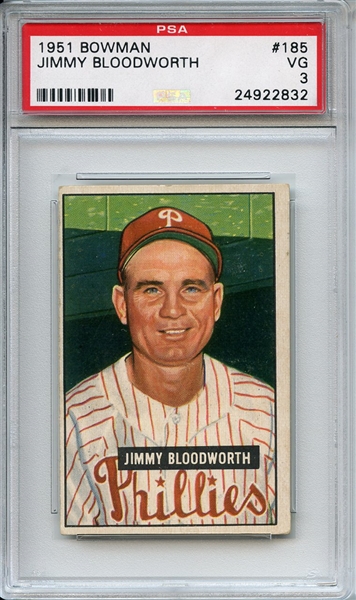 1951 Bowman 185 Jimmy Bloodworth PSA VG 3