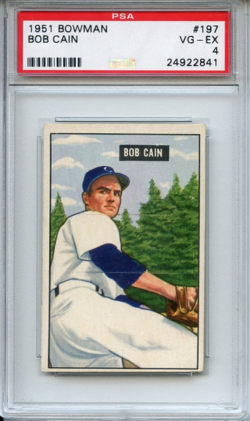 1951 Bowman 197 Bob Cain PSA VG-EX 4