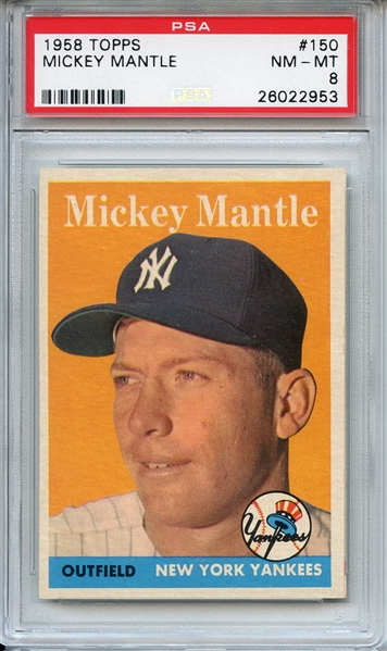 1958 TOPPS 150 MICKEY MANTLE PSA NM-MT 8