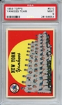 1959 TOPPS 510 YANKEES TEAM PSA MINT 9
