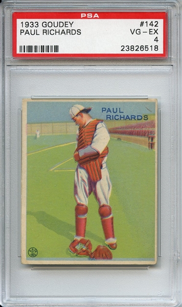 1933 GOUDEY 142 PAUL RICHARDS PSA VG-EX 4