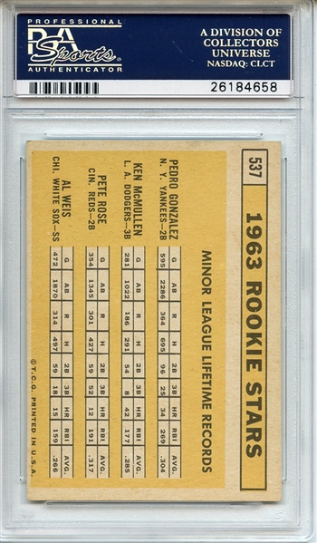 1963 TOPPS 537 PETE ROSE RC PSA EX-MT 6