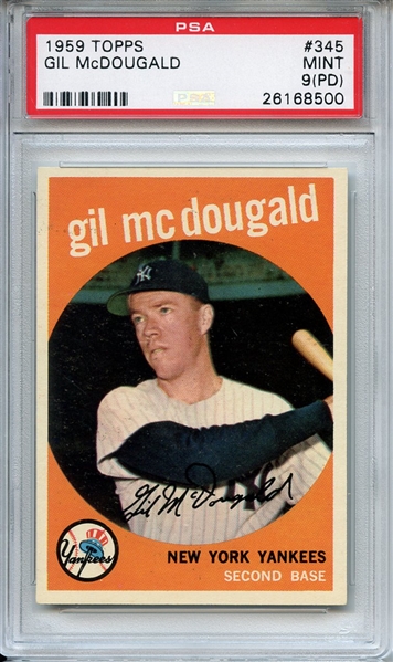 1959 TOPPS 345 GIL McDOUGALD PSA MINT 9 (PD)