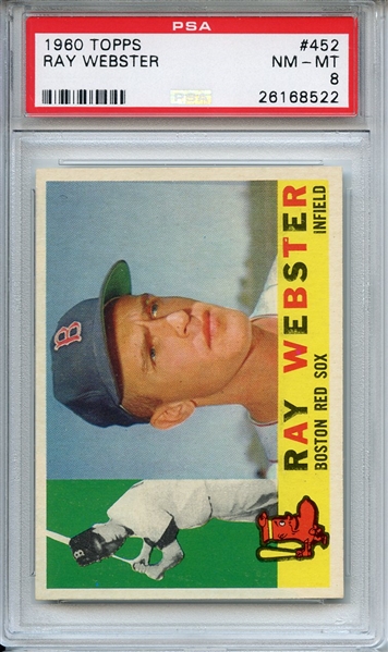 1960 TOPPS 452 RAY WEBSTER PSA NM-MT 8