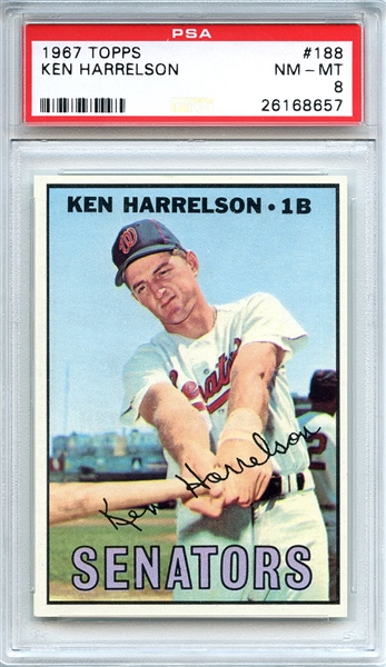 1967 TOPPS 188 KEN HARRELSON PSA NM-MT 8