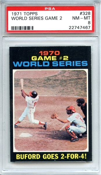 1971 TOPPS 328 WORLD SERIES GAME 2 PSA NM-MT 8