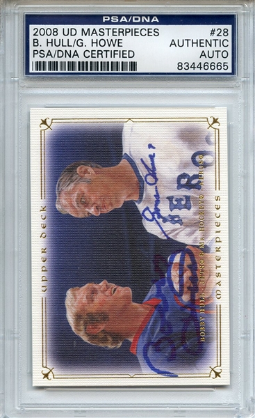 2008 UD Masterpieces Bobby Hull Gordie Howe Signed Card PSA/DNA