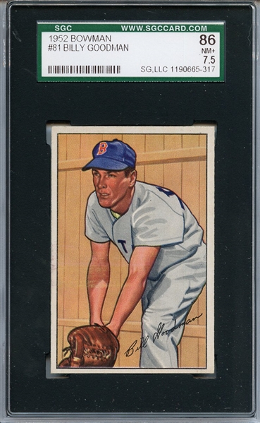 1952 Bowman 81 Billy Goodman SGC NM+ 86 / 7.5