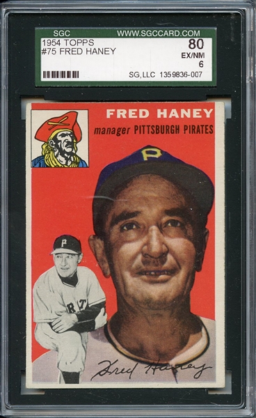 1954 Topps 75 Fred Haney SGC EX/MT 80 / 6