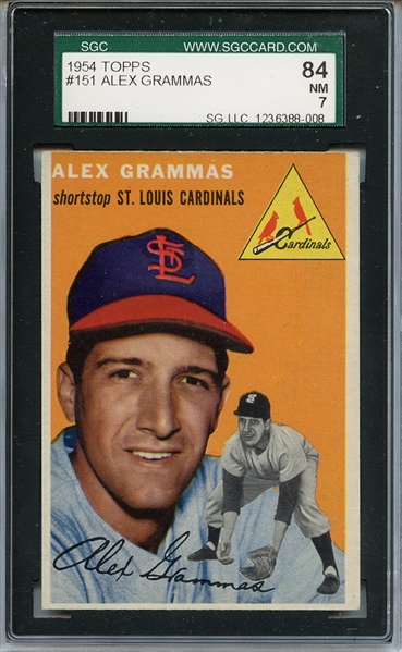 1954 Topps 151 Alex Grammas SGC NM 84 / 7