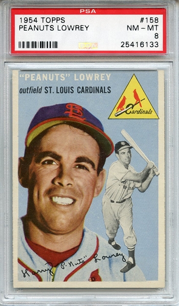 1954 TOPPS 158 PEANUTS LOWREY PSA NM-MT 8