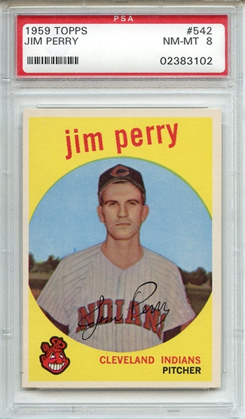 1959 TOPPS 542 JIM PERRY RC PSA NM-MT 8