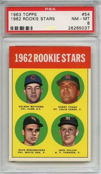 1963 TOPPS 54 1962 ROOKIE STARS PSA NM-MT 8