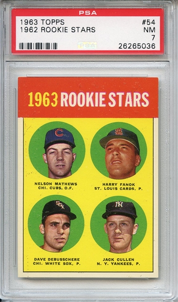1963 TOPPS 54 1962 ROOKIE STARS PSA NM 7