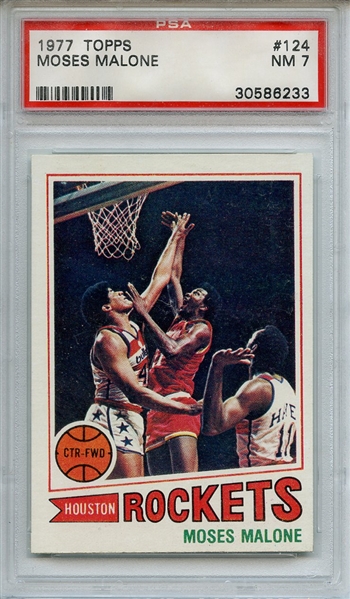 1977 TOPPS 124 MOSES MALONE PSA NM 7