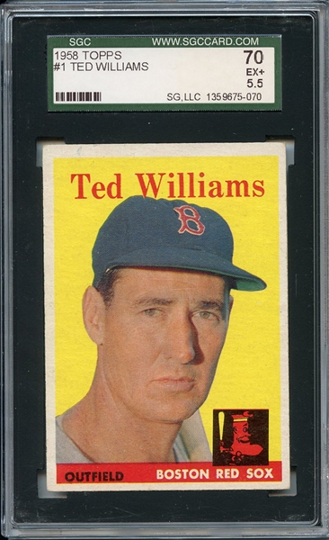 1958 TOPPS 1 TED WILLIAMS SGC EX+ 70 / 5.5