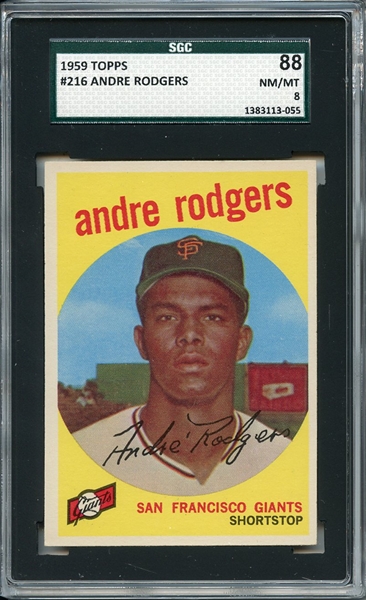 1959 TOPPS 216 ANDRE RODGERS WHITE BACK SGC NM/MT 88 / 8