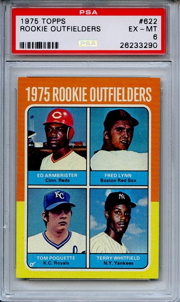 1975 TOPPS 622 ROOKIE OUTFIELDERS PSA EX-MT 6